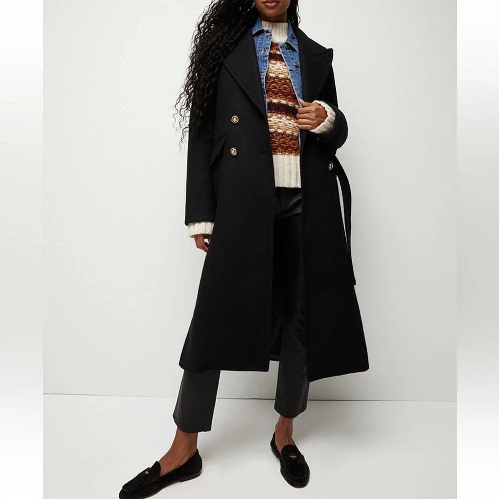 Veronica Beard Frattini Dickey Removable Tie Belt Wool Blended Coat,Black, S,NWT - Picture 6 of 8